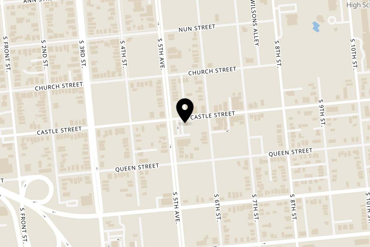 Map showing the location of Coco Pipa on 506 Castle St in Wilmington